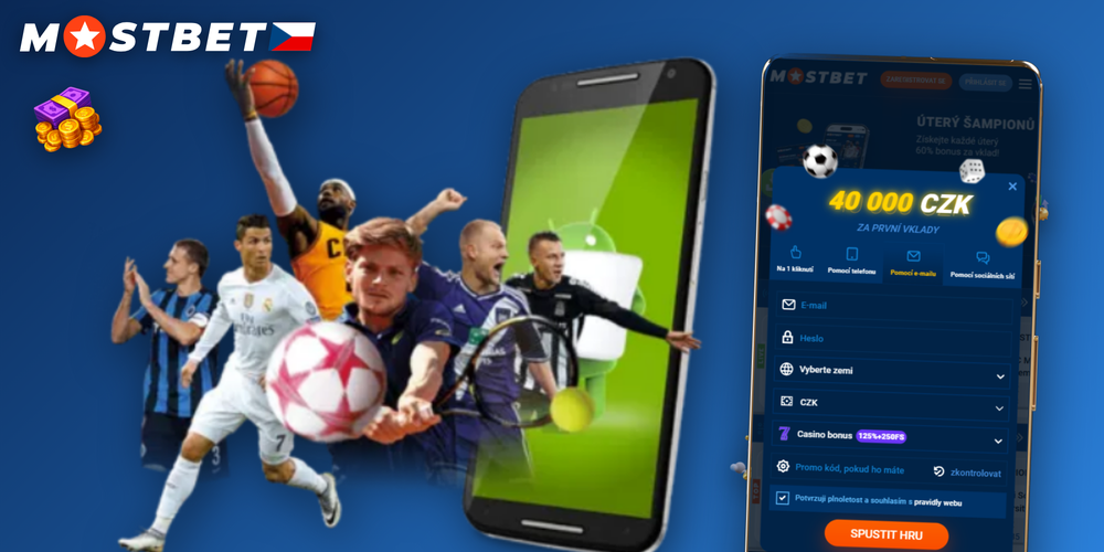 Mostbet CZ registrace s uvítacím bonusem 125 % na úvodní obrazovce